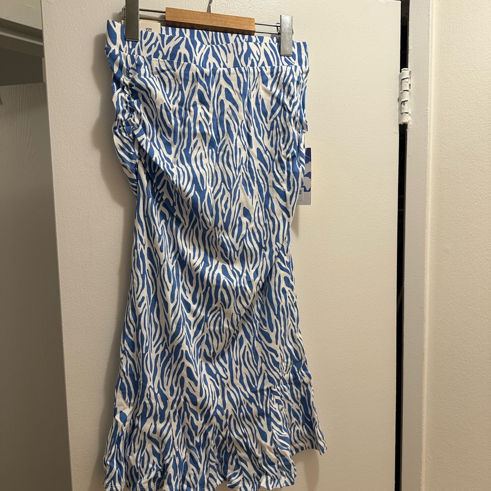 Blue and White Zebra Print Skirt